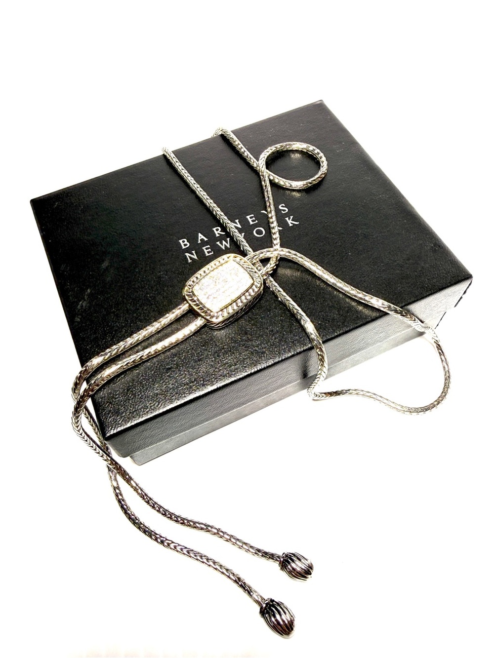 Silver-Tone Bolo Necklace with Textured Slide